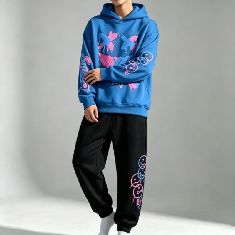 Felpa per Bambini con Stampa Graffiti Lettera Felice Giorno Sorriso Street Hip Hop Felpa con Cappuccio Felpe alla Moda Abbigliamento Vintage per Ragazzo Ragazza