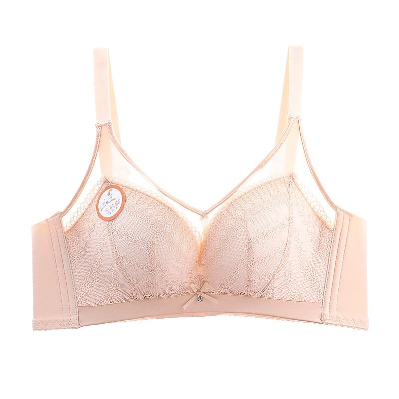 Steelless bra comfortable gather lace lace medium thickness small chest women's underwear close breast bra
