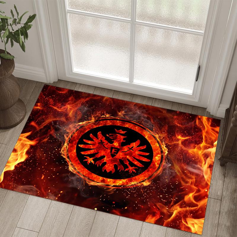Eintracht Frankfurt Fußball Design Kristall Samt Teppich Gemütlich Non?Rutschfester Teppich mit Aufdruck für Schlafzimmer Wohnzimmer Eingang
