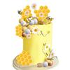 Bee Cake Toppers Honey Jar Cake Topper Honeycomb Cake Decorations for Baby Shower Bee Theme Birthday Party Decoration Supplies