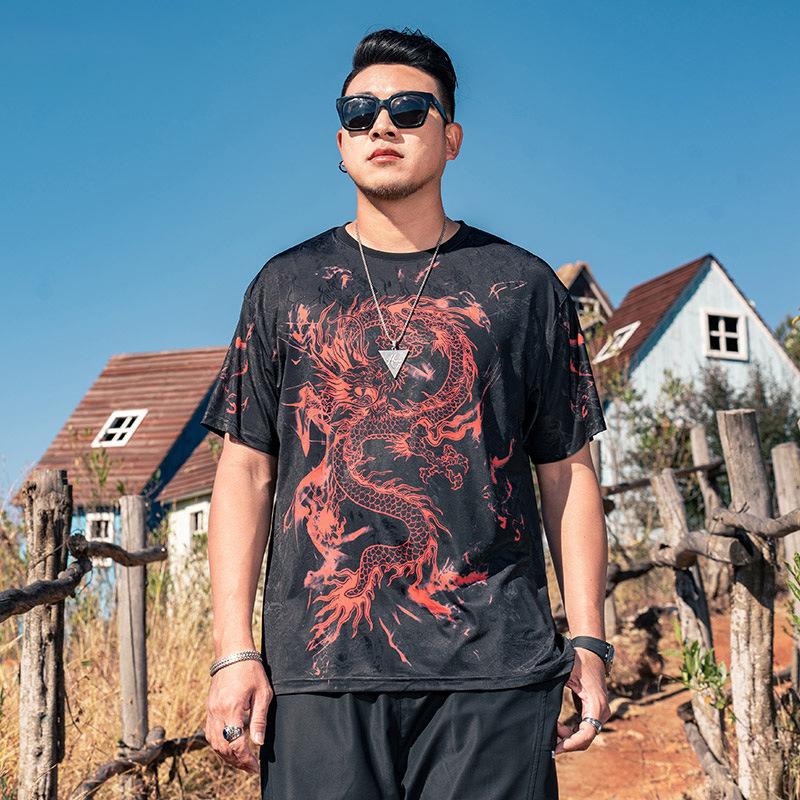 Stretch Fit Anti-wrinkle Loose Men's Short-sleeved Ice Cool Feeling Fashion Short-sleeved Top Cotton Comfortable Lightweight T-shirt