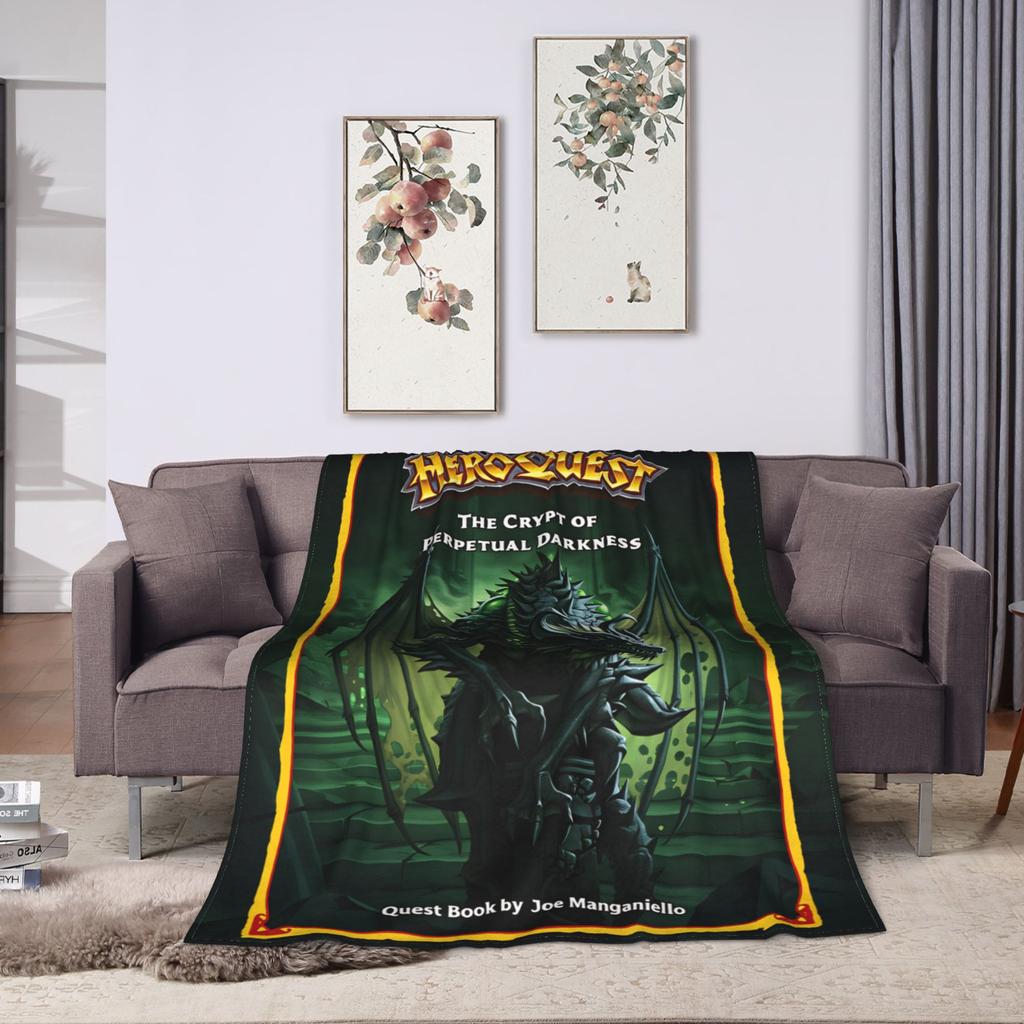Super Warm Blanket Picnic Heroquest Card Game Throw Blanket Retro Card Flannel Bedspread For Outdoor Pattern Sofa Bed Cover