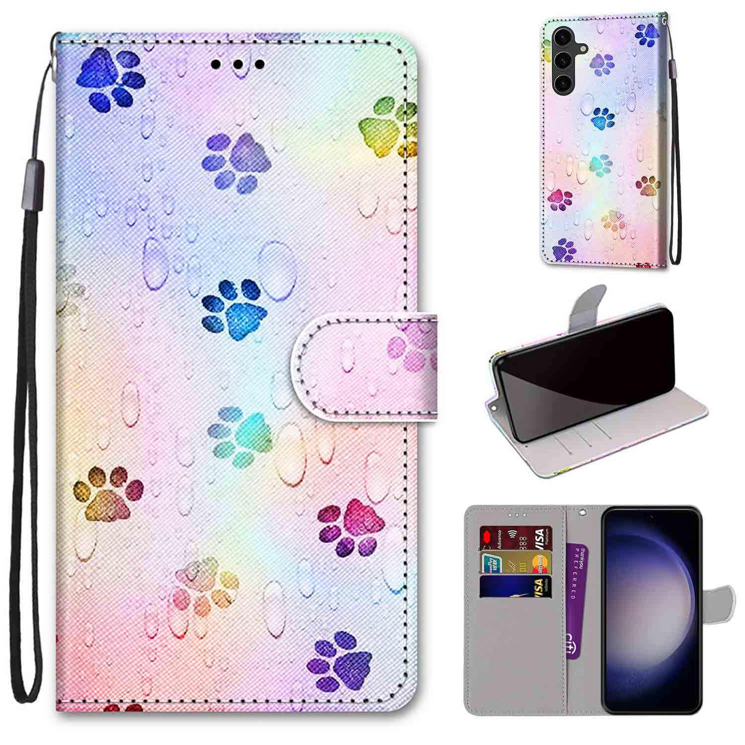 

Модный расписной узорный чехол-книжка с ремешком для iPhone Samsung Huawei Honor Xiaomi Redmi OPPO Realme Moto Asus Samsung Galaxy A22 5G