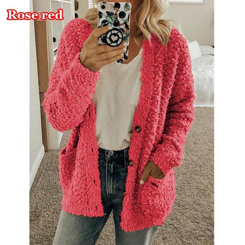 Frauen Herbst Winter Plüsch Sweatshirt Mode Lässig Plüsch Strickjacke Damen Lose Pullover Tops Plus Größe
