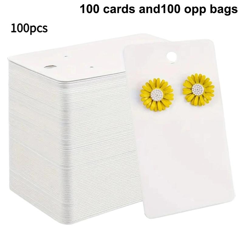 50/100 Bucăți Carduri de Afișare din Hârtie pentru Cercei - Suporturi DIY pentru Cercei Tip Ac și Cercei Hoop, Etichete pentru Afișarea Bijuteriilor, Materiale de Ambalare
