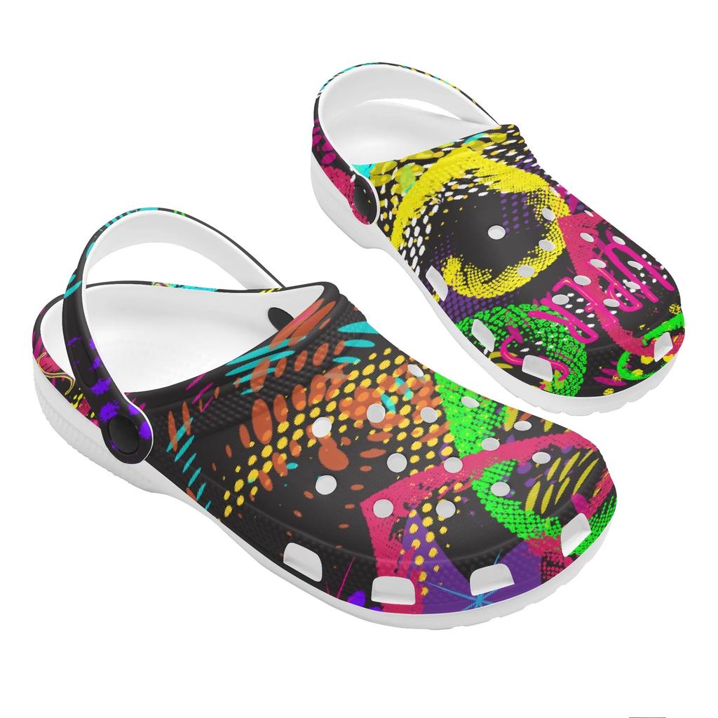 Women Men EVA Clogs Color Printed Breathable Slip On Garden Shoes Lightweight Beach Pool Bathroom Home Sandals Lightweight Wear