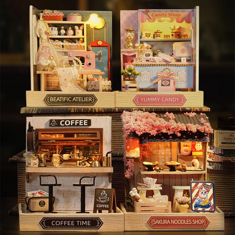 Mini Casa de Muñecas en Miniatura DIY Kit de Casa Pequeña Fabricación de Habitaciones Juguetes Decoraciones para el Hogar Dormitorio Con Muebles Artesanía de Madera Casas de Muñecas