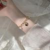 1pcs Gold-color Bracelet Ladies Simple Style Thick Cross Chain With Love Human Head Cross Pearl Pendant