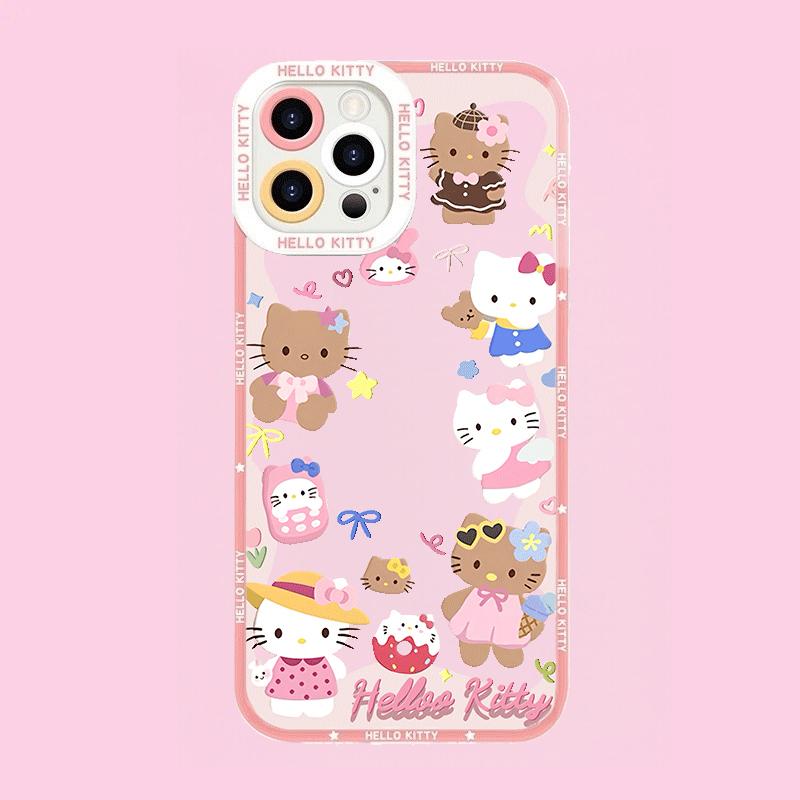 Pink Cute Hello Kitty Phone Case For Iphone 17 Air 17 Pro Max 16 15 14 12 13 11 Pro Max X 16e 16 Plus 13 Mini INS Thin Cover
