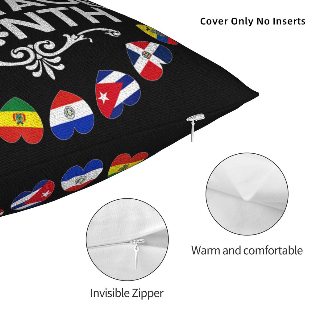National Hispanic Heritage Month All Countries Flags Hearts Pillow Case Novelty Pillow Cover Comfy Pillowcases For Home Decor