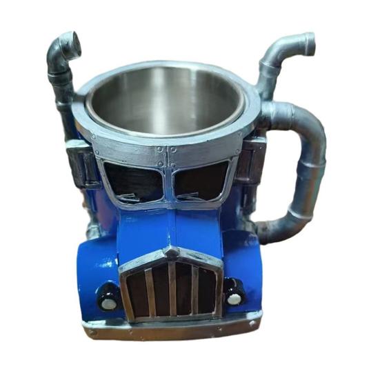 

Кружка для кофе в виде грузовика ручной работы, керамическая чашка, уникальный подарок для любителей грузовиков, кружка в форме полуприцепа, подарок водителю грузовика синий