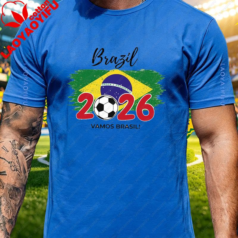 Brazil Country Flag Soccer Fan T Shirt Unisex Retro Vintage Football Supporter Trendy Casual Streetwear Daily Lifestyle Top
