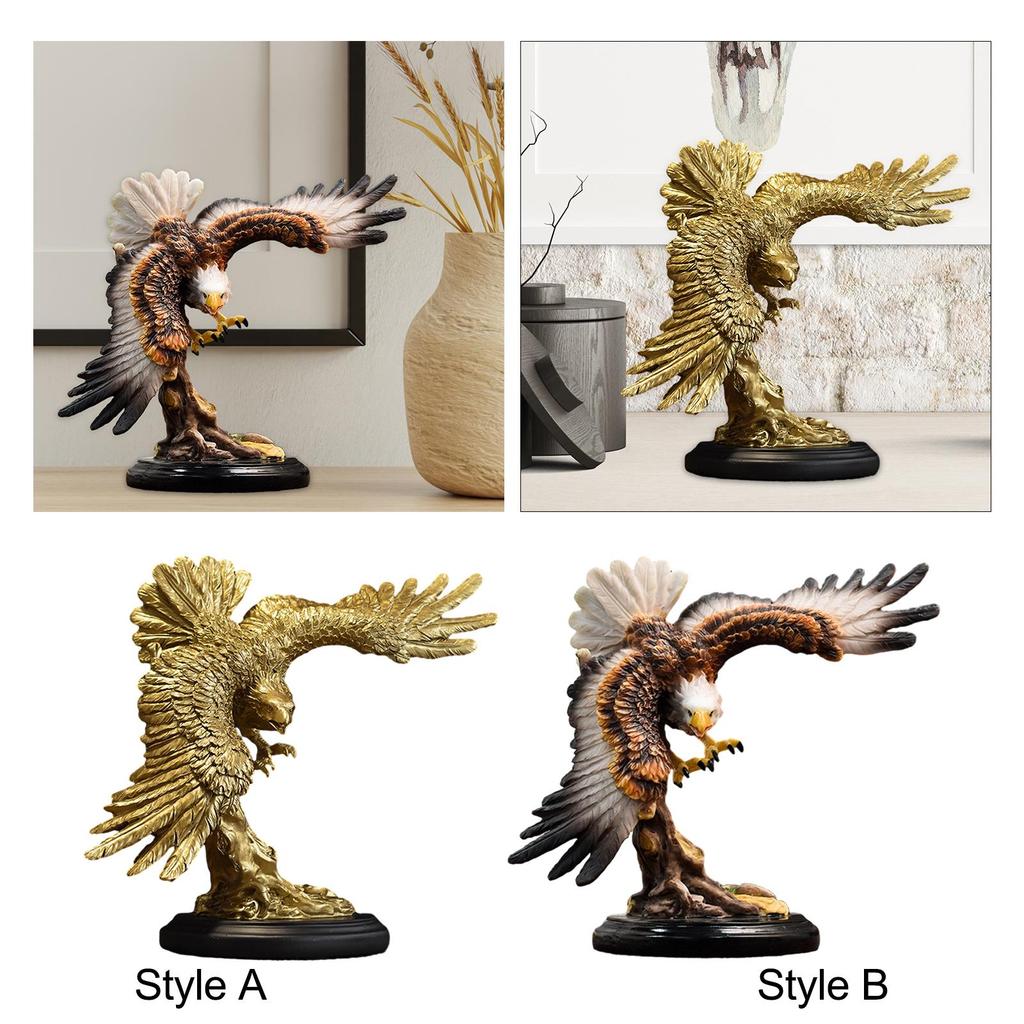 Eagle Statue Creative Collectible Art Indoor Gift Feng Shui Figurine for Office Cabinet Bookshelf Table Centerpieces Hallway
