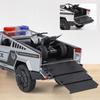 1/24 Tesla Police Cybertruck Off Road Alloy Metal Diecast Model Car Outdoor Collections Classic Trendy Toy Decorations Valentine Kids