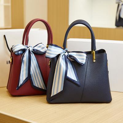 New Women's Bag Large-capacity Lychee Pattern Handbag High-end Solid Color Tote Bag Single Shoulder Messenger Bag