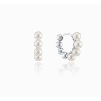 Cream White Pearl Ball One-Touch Earrings (M)