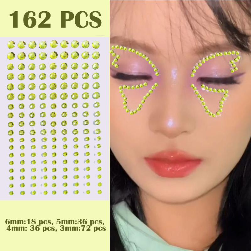

3/4/5/6mm 3D Rhinestone Eyes Face Makeup Temporary Tattoo Self Adhesive Clear Water Drop Stickers Festival Stage Body Art Decor