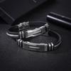 Men's Black Punk Rubber Stainless Steel Wristband Clasp Cuff Bangle Bracelet
