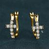 Charm Female White Zircon Stone Cross Hoop Earrings Gold Color Simple Wedding Jewelry For Women