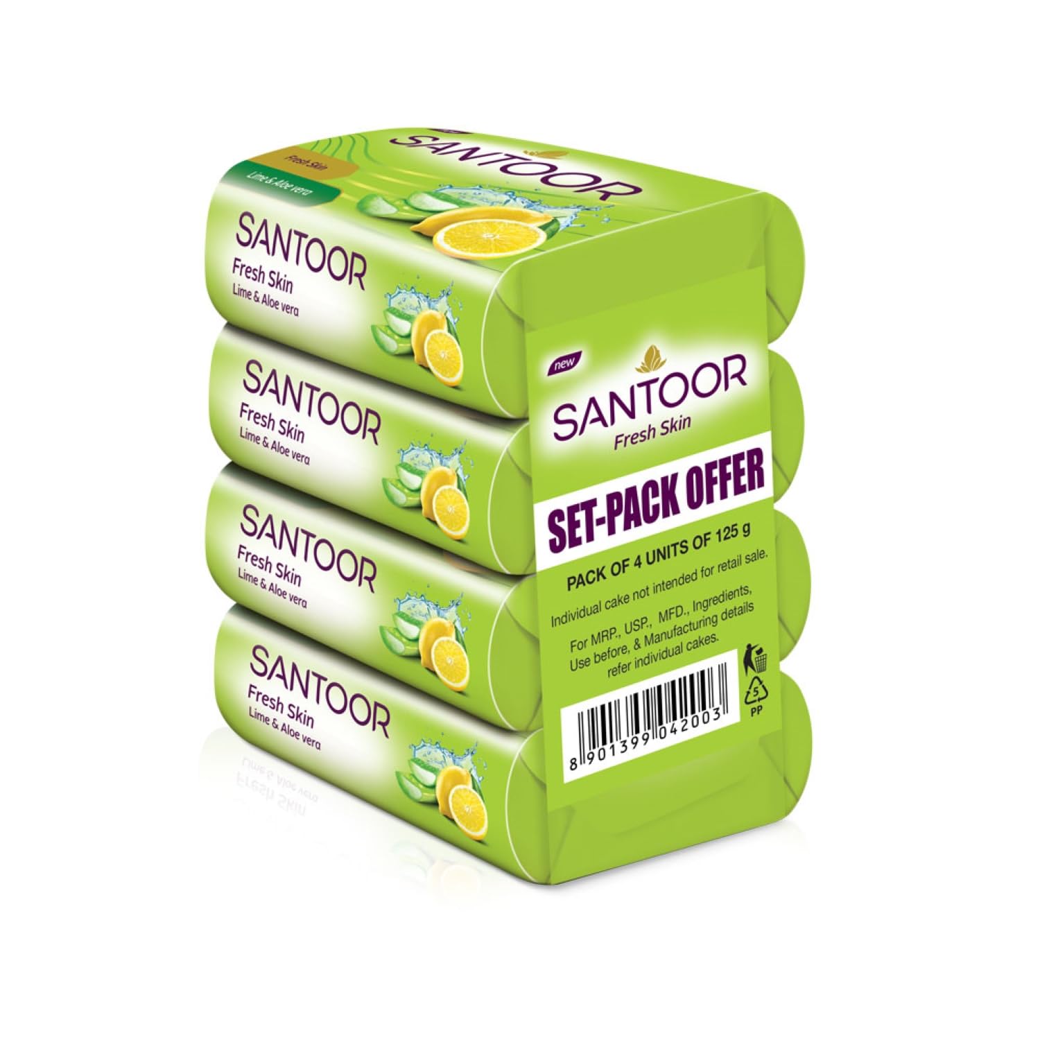 

Santoor Fresh Skin Aloe Vera & Lime Bathing Soap with Nourishing & Anti-Aging Properties| For Smooth & Soft and Younger-Looking Skin| For All Skin Typ