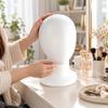 White Foam Mannequin Head with Round Base Smooth Faceless Neck