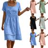 Damen Lässiges Kleid mit quadratischem Ausschnitt, kurzärmlig, lockere Passform, Sommerkleider für Damen, Frühlingskleider für Damen, Boho-Kleider für Damen
