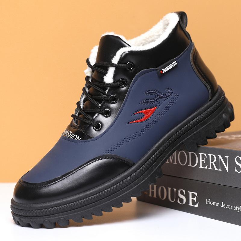 Casual Shoes 2025 Sports Men's Shoes High Top Snow Boots Men's Winter with Plush and Thick Warm Cotton Shoes