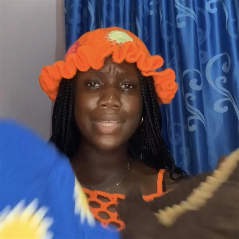 New Handmade Crocheted Cat Hat Big Cat Ears Adult Hat Ruffled Fisherman Hat