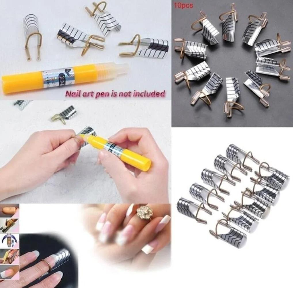 10 Pcs Reusable Nail Extension Forms for UV Gel Polish Guide Builder Tools Kit Acrylic French Tips Manicure