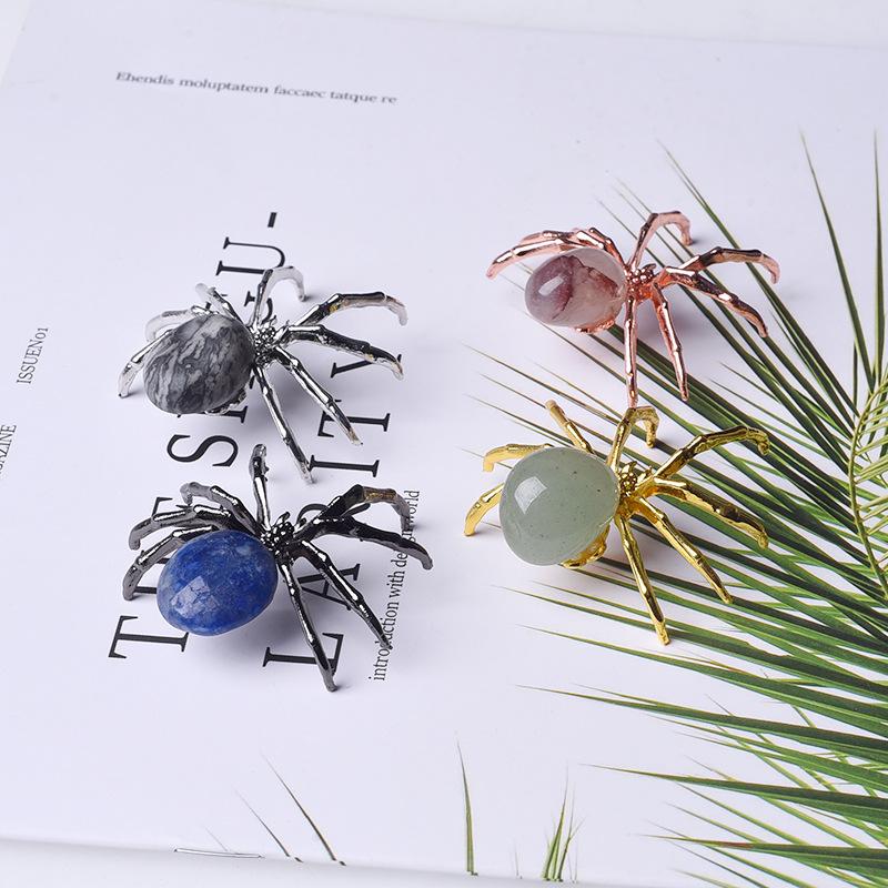 1PCS Halloween Spider Random Color Crystal Ball Alloy Spider Hand-Made Spider Animal for Halloween Jeweley DIY Home Decor Gift