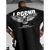 European sizes Men's Never Give Up Motivational T-Shirt - Oversized Streetwear Summer Tee with "Never Give Up" Lettering