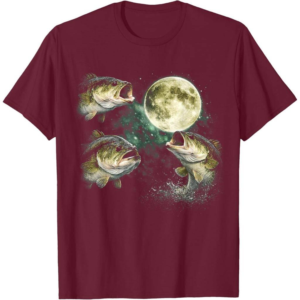 Bass Fish Howling To The Moon Vintage Angler FisherUnisex T-Shirt