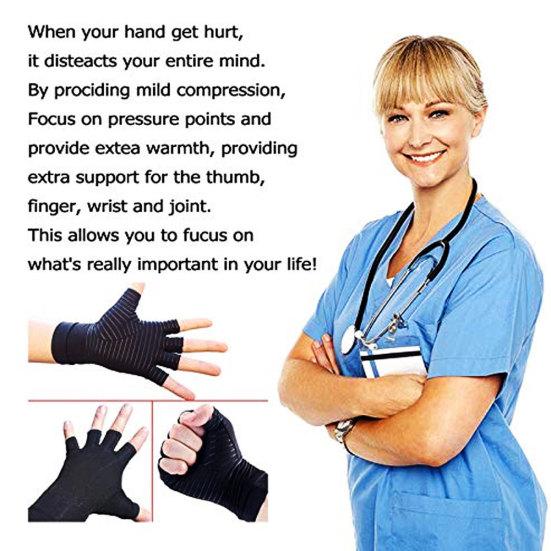 1 Pair Unisex Arthritis Pain Relief Recovery Half Finger Compression Gloves