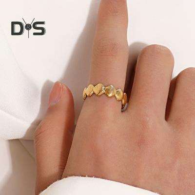 Offener Ring für Damen, verstellbar, Muschel, Seestern, Ozean-Thema, polierter rostfreier Edelstahl, Fingerring für Damen, Alltags-Party-Schmuck