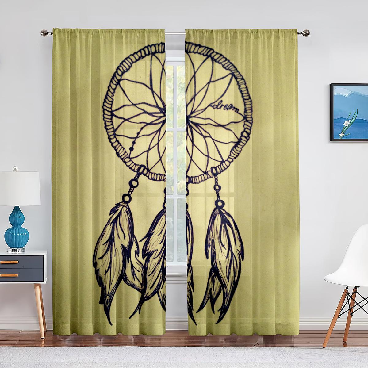 Ловец снов Перо Фиолетовый Прозрачный Вуаль Шторы для Гостиной Домашний Декор Кухни — фото 11