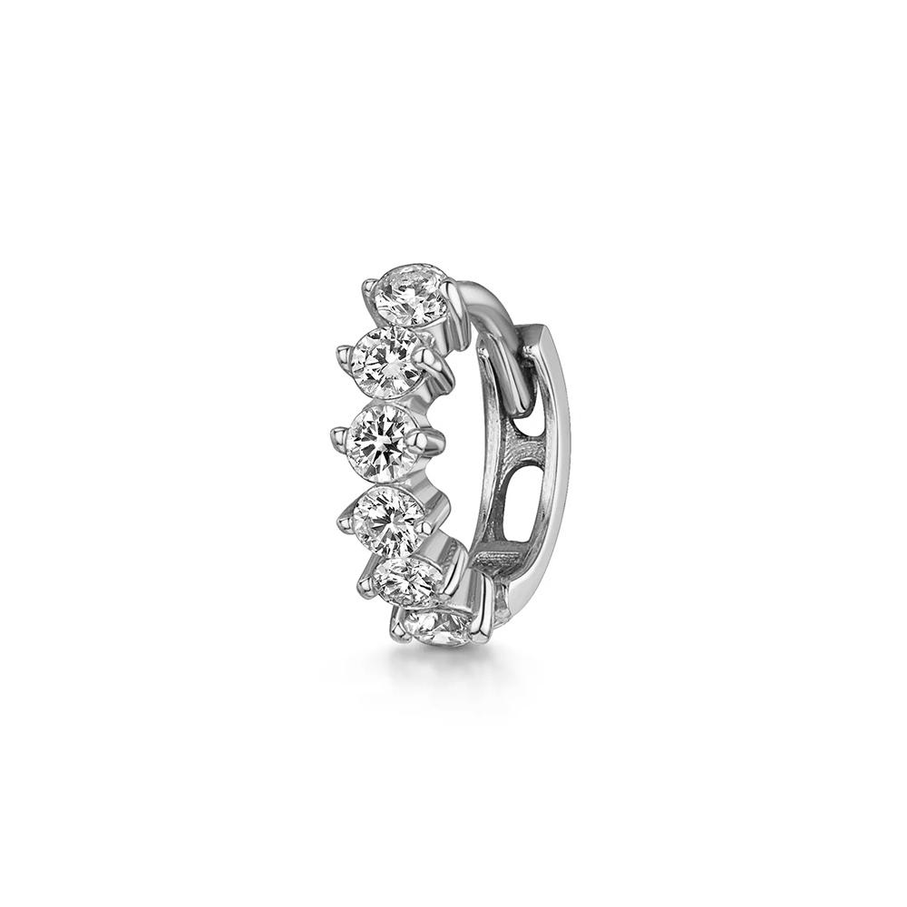 LENNIK 925 Silver Shiny Rhinestone Hoop Earrings For Women Single Cartilage Small Hoop Ear Bone Buckle Piercing Jewelry