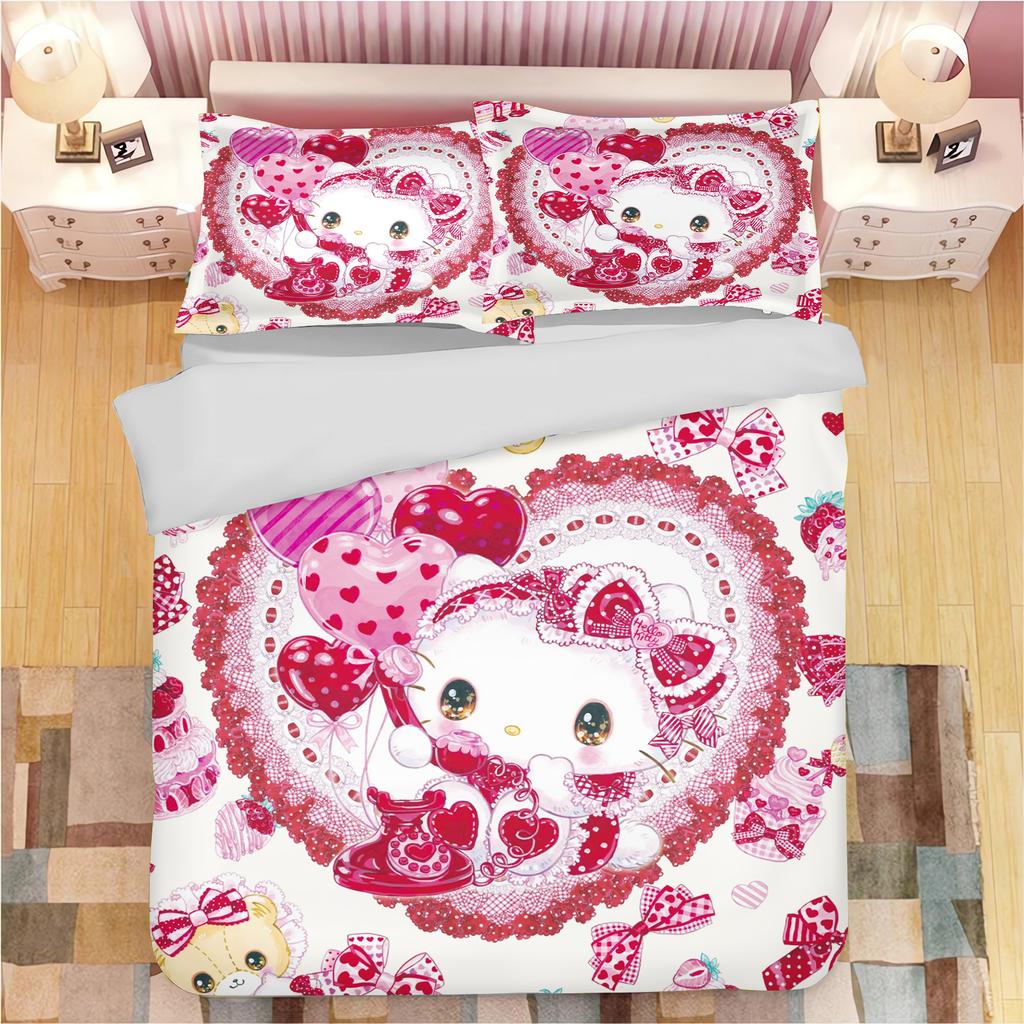 Sanrio Series Kuromi Duvet Bedding Set for Children King Size Luxury Cover 100% Polyester 3-Piece Christmas Gifts Home Decor