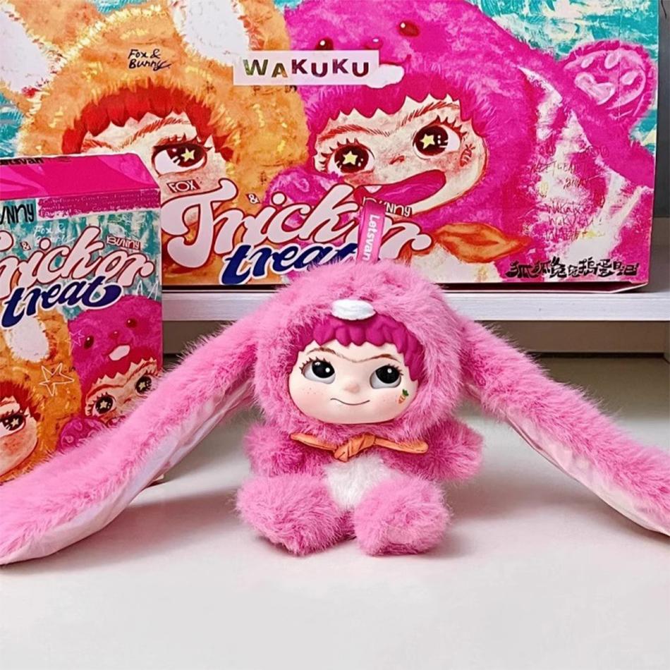 Wakuku FoxandBunny Trickor Treat Blind Box Cute Action Figure Mystery Box Fox Bunny Anime Doll Keychain Kid Suprise Christmas High Quality Toys