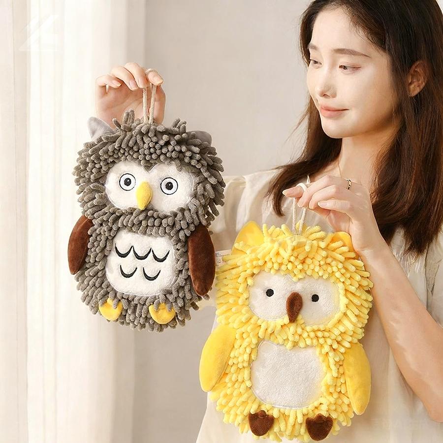 1Pc Cute Owl-shaped Hand Towel, Suitable for Kitchen and Bathroom Hand Towels. A Cute Animal-shaped Hand Towel. A Quick-absorbing Hand Towel