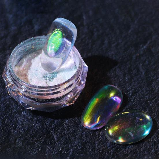 Yousheng Aurora Effect Nail Glitter Powder Ice Penetration Colorful Mirror Neon Dust Nail Art Chrome Pigment for Female