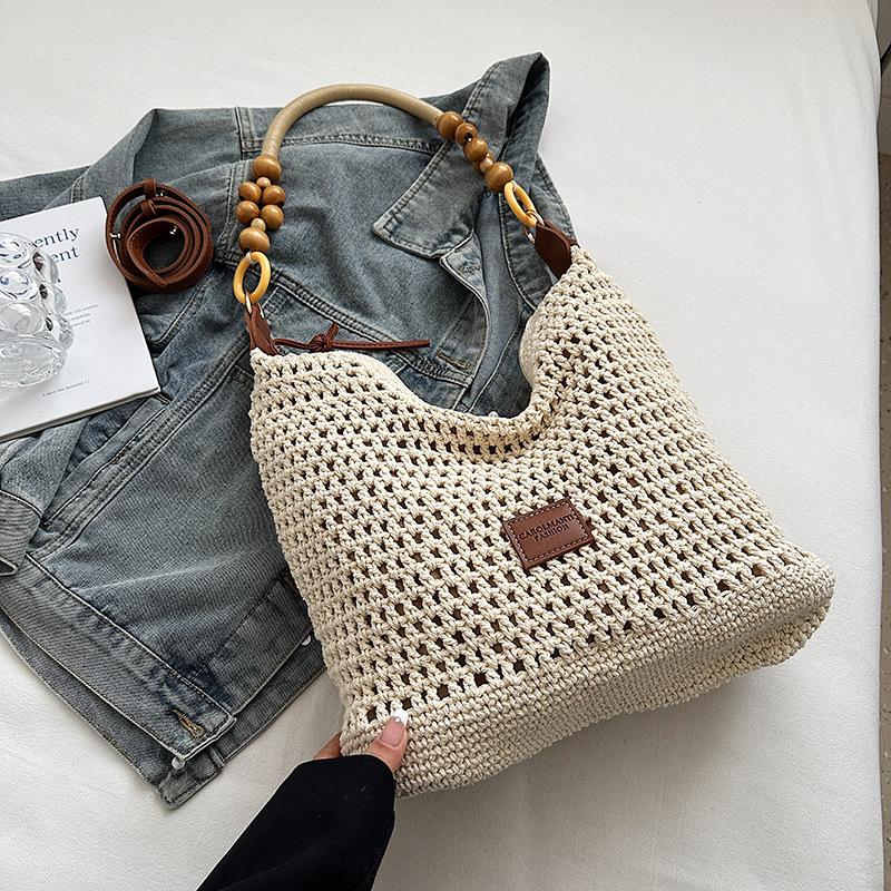 Large capacity woven bag women's summer new versatile shoulder messenger bag seaside vacation wind beach bag