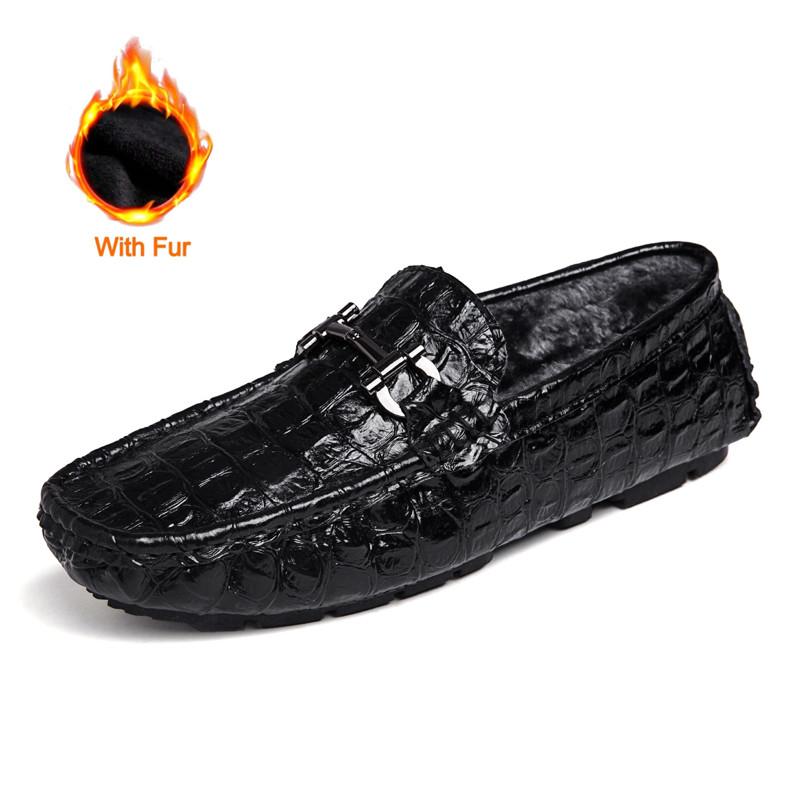Luxury Crocodile Pattern Leather Men shoes Black Casual Business Shoes Moccasins Breathable Light Driving Shoes for Men Loafers