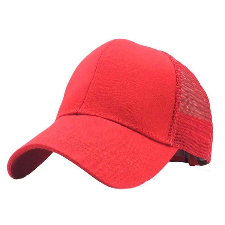 Ponytail Baseball Cap Women Sport Casual Snapback Mesh Hat Casual Adjustable Sport Caps красный