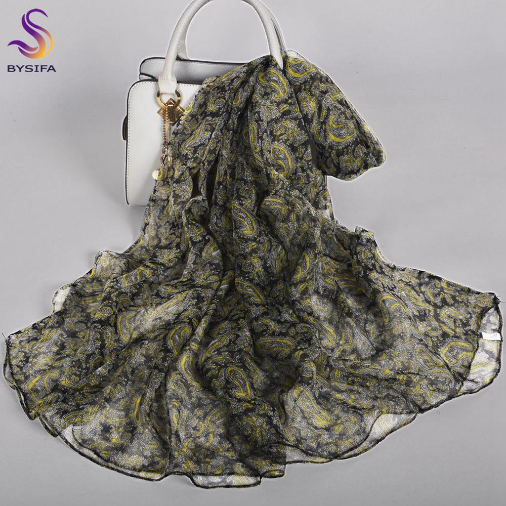 BYSIFA| Beige Pink Women Long 100% Mulberry Silk Scarf Printed Fashion Leave Pattern Brand Spring Ladies Scarves Shawls  170*105
