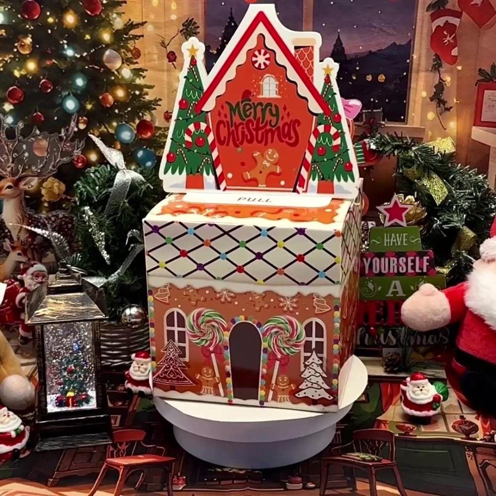 With 50pcs Transparent Bags Pull Out Christmas Money Box Merry Christmas Santa Transparent Bags Money Pulling Box DIY Snowman