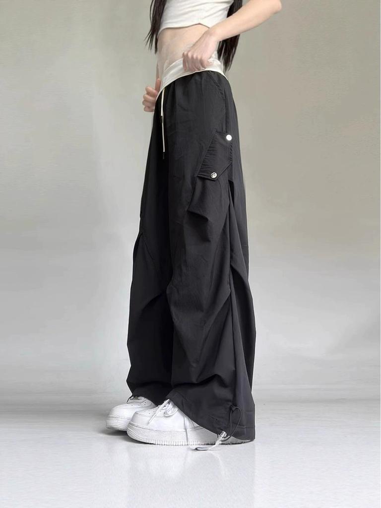 Women's XS Off-White Quick-Dry High-Waisted Wide-Leg Cargo Pants - Petite, Summer 8-Point Style