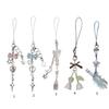 Stylish Fruit inspired Phone Pendant Keychain Beaded Bowknot Keyring Decorative Straps for Wallet Bag Keychain Case