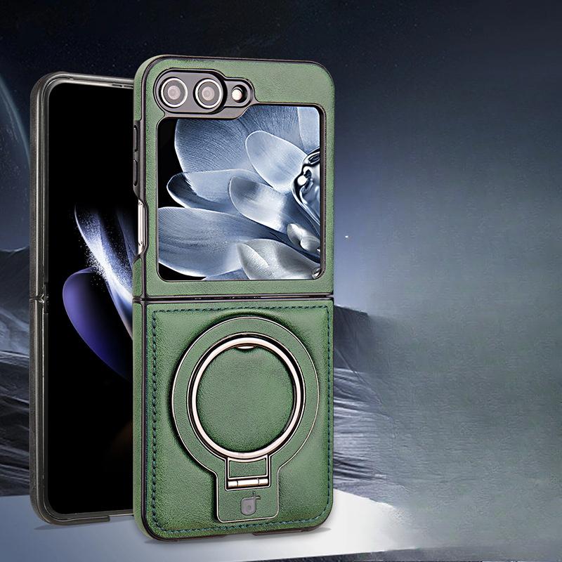 Folding Magnetic Suction Bracket Suitable for Samsung ZFlip5 Mobile Phone Case Business Zflip6 Drop-proof Full-inclusive 3/4 Generation 5 Leather Case