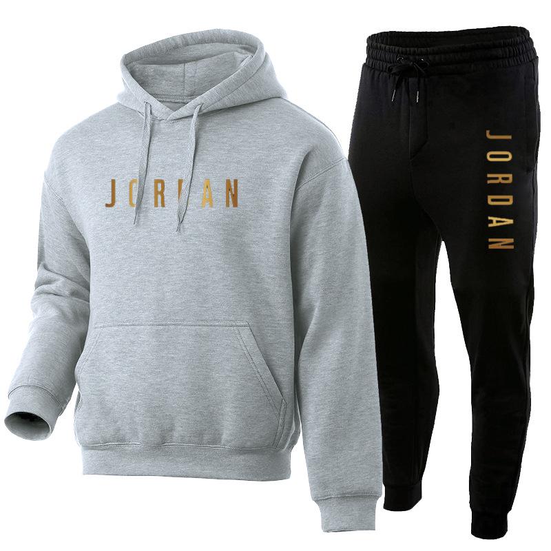 Unisex Europäische & Amerikanische Mode Fleece Hoodie Set - Herbst/Winter Trendige Jacke & Sweatshirt mit Print