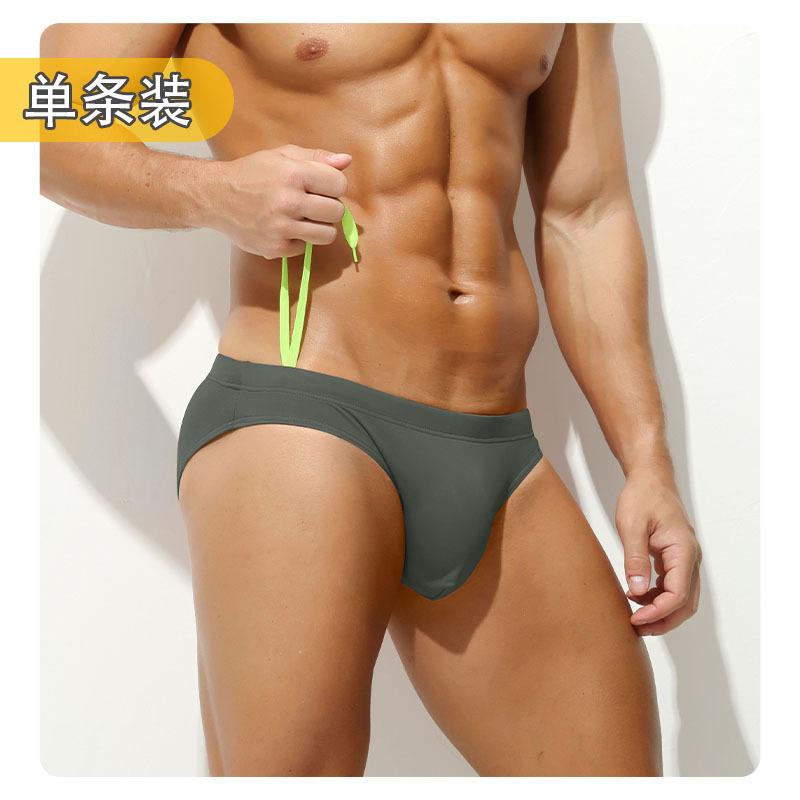 Swimming trunks men's triangle solid color low waist personalized adult youth quick-drying beach pants swimming trunks men's